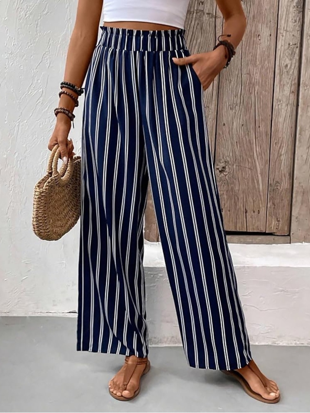 ROBERT LOUIS WOMENS STRIPED STRAIGHT LEG PANTS WOMENS LARGE